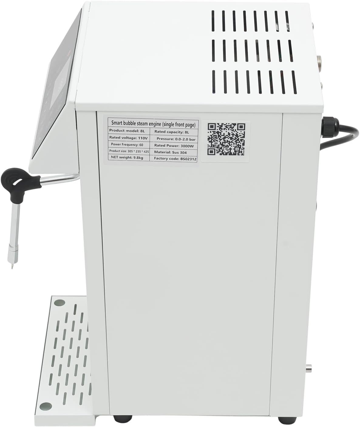 Commercial Steam Milk Frother Machine 8L Boiler, Electric Milk Foam Machine Intelligent Control, 20Min Milk Frother and Steamer for Espresso Coffee Tea Shop Dessert Shop (White)