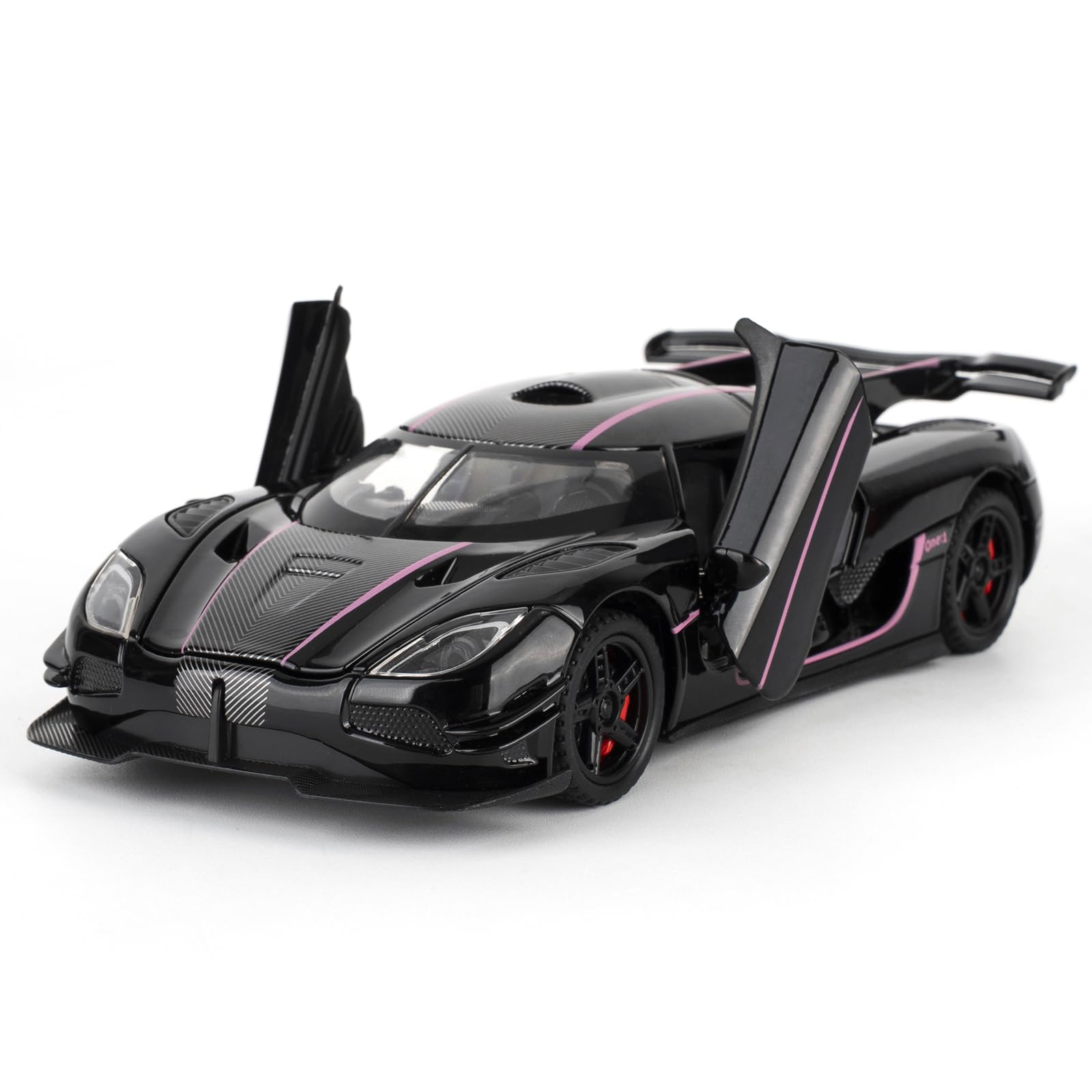 imtfzct 1/32 ONE Diecast Toy Car - Fun Pull-Back Vehicle with Flashing Lights & Realistic Sound Effects, for Kids of All Ages,Black