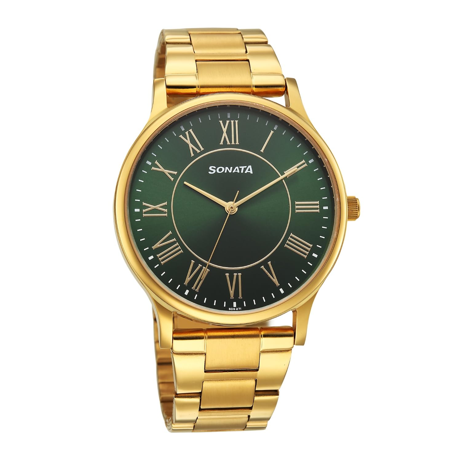 Sonata Traditional Essentials Quartz Green Round Dial Men's Watch | Analog Watch | Watches for Men Analog - 77105YM07W-image-48