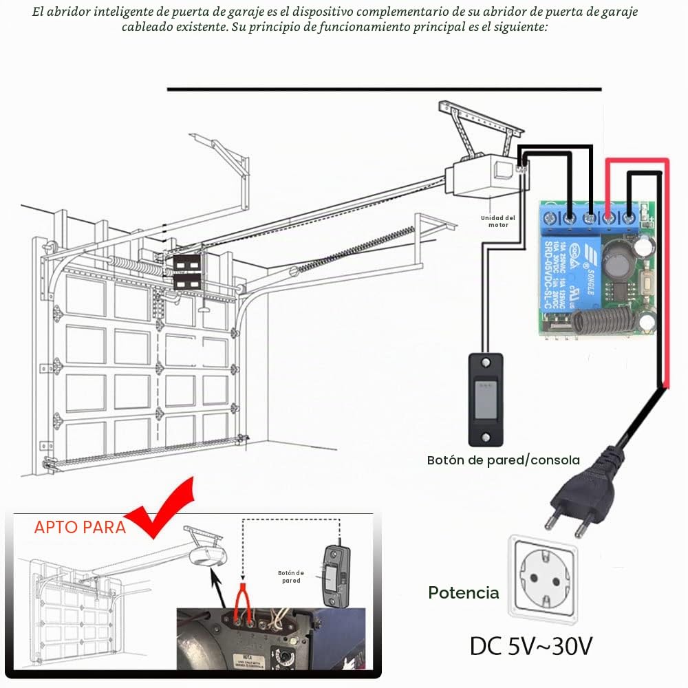 DieseRC Interruptor de Mando a Distancia Inalámbrico 433Mhz 5V 12V 24V Receptor de Relé de Control de Radio de 1 Canal con 4 Transmisores Controlador de Relé de Contactos sin Potencial