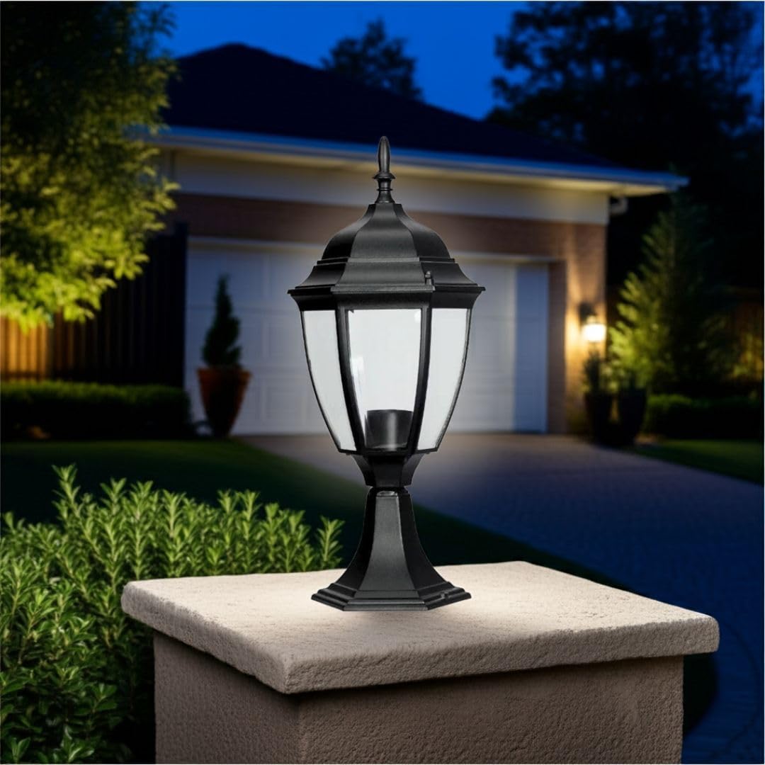 Noir OVA Gate Light | Waterproof Outdoor LED Compatible Pillar Lamp for Main Gate, Balcony & Garden | Stylish Oval Black Gate Light for Home Entrance β Kyess Lighting 2