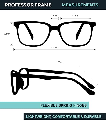 Miniatura 5 de PS PHILLIPS SAFETY PRODUCTS INC. Gafas de lectura de cristal real, marco de profesor, dioptría de 0.25 a 3.00