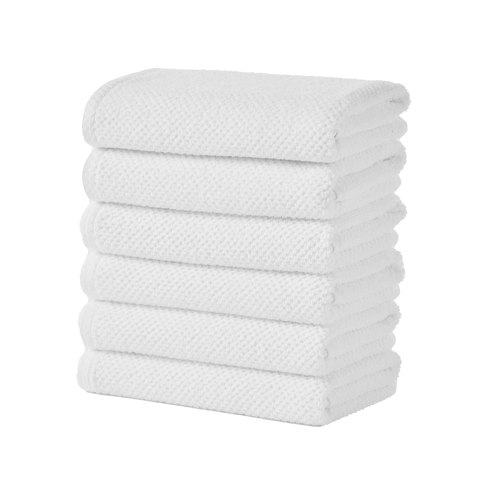 Great Bay Home 100% Cotton 6 Pack 26x16 Hand Towel Set - Absorbent, Quick-Drying, Durable Towels for Bathroom Decor - Low-Twist, Two-Ply Fibers (Optic