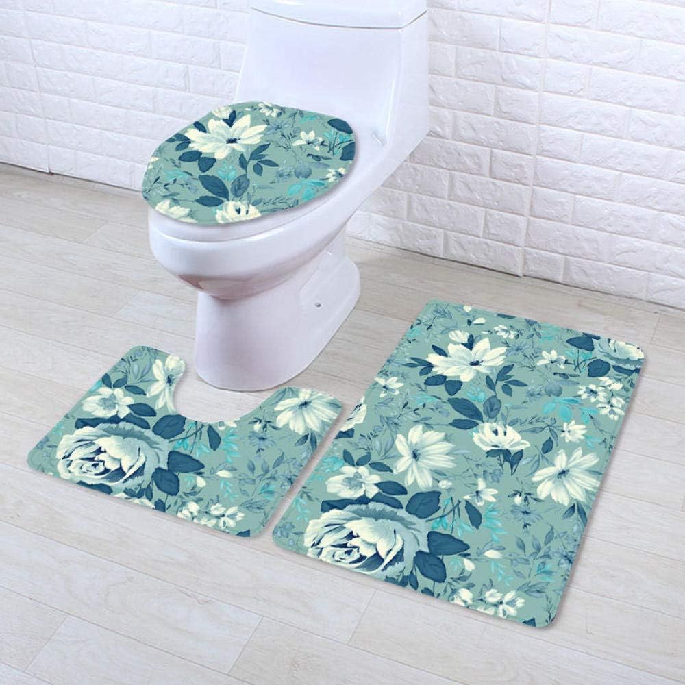 Alfombra de Ducha con Espuma de Memoria baño de Secado rápido Arte de Dibujos Animados Colorido Estampado de Flores 3D Que Imprime Esponja incolora Sistema Suave de la Estera del baño-C3
