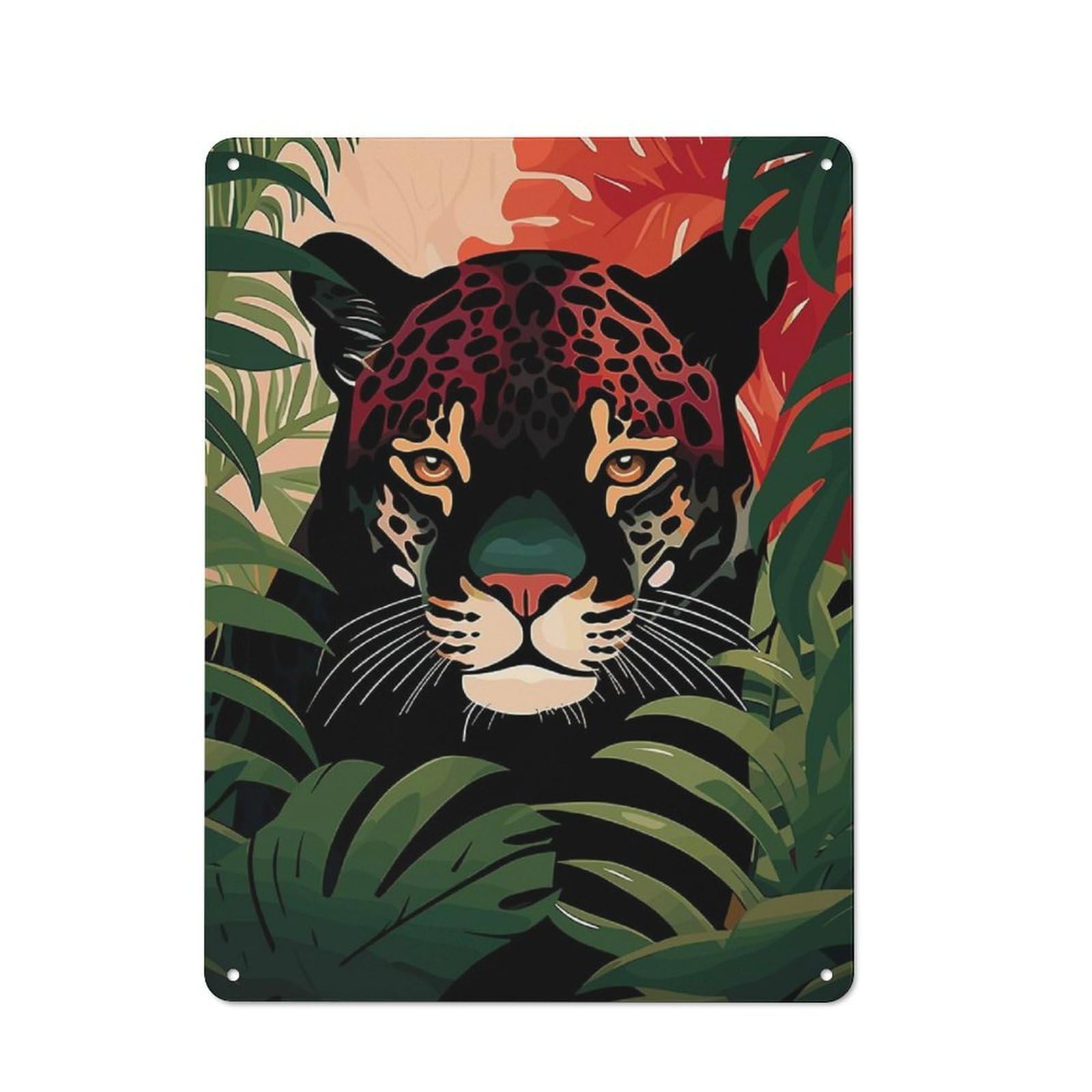 Jaguar in Jungle Vintage Metal Sign 40x30cm for Lounge Or Reading Corner, for Garage, Workshop And Man Cave Decoration