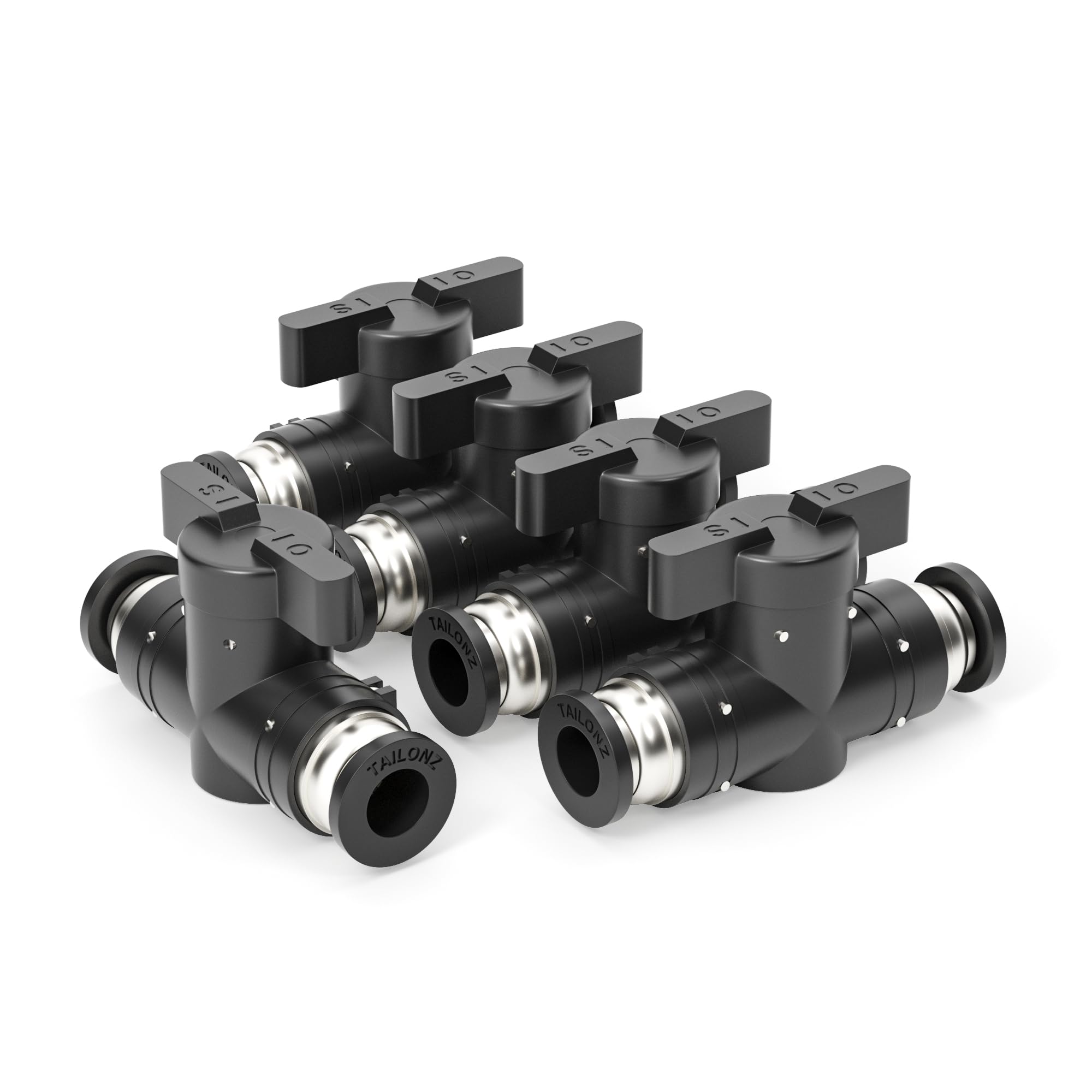 TAILONZ PNEUMATIC BVU-1/4 OD Kugelhahn Luftstromregelventil Push to Connect Fitting(5 Stück)