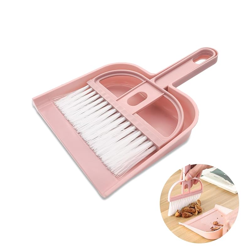 Mini Pá e Escova para Limpeza de Gaiolas e Caixas de Areia para Pequenos Animais LuckyOpt Rosa