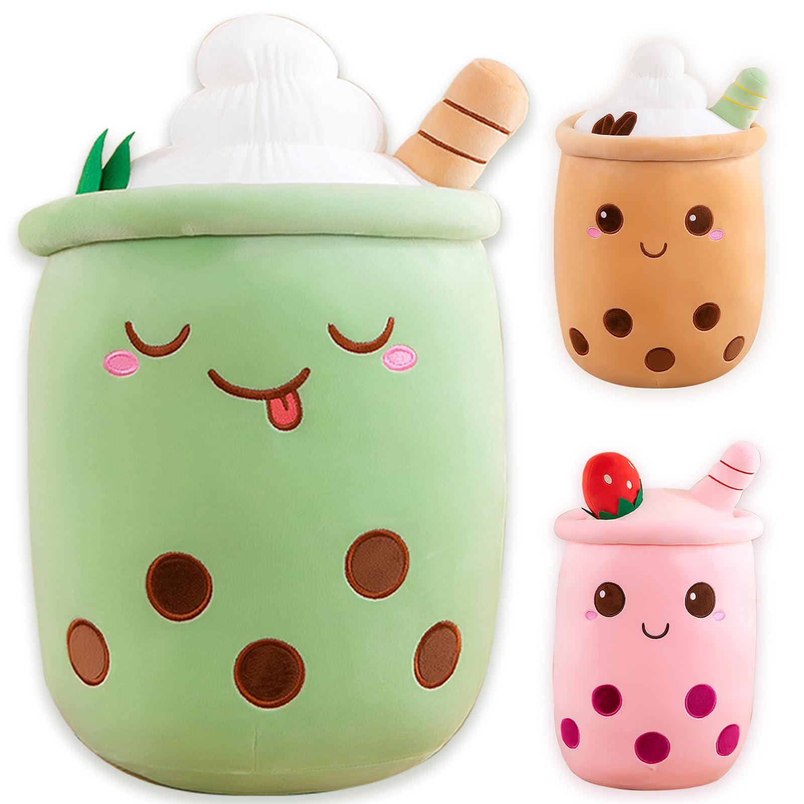 Bubble Tea Peluche Kawaii Cuscino Gigante Boba Bambola di Peluche Morbidosi Cute Tazza Perla Tè Al Latte Peluche Animato (50cm, Verde)