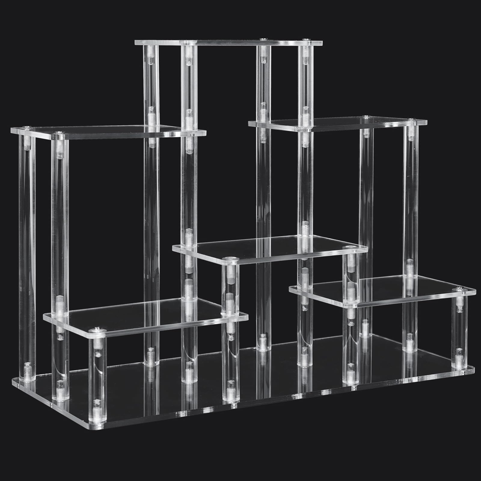 DuvinDD 6-Tier Acrylic Display Riser Stand for Cupcakes, Cakes, Clear Cupcake Stand for Dessert Table Display, Tiered Dessert Stand Cupcake Tower Holder for Party Wedding Birthday Baby Shower