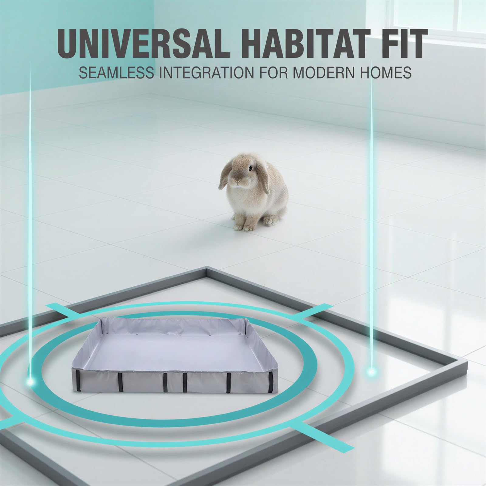 Meerschweinchenkäfig-Liner, waschbare PVC-Bodeneinlage mit hochgezogenen Rändern, 48 x 24 Zoll Boden für Kleintiergehege, Zubehör für Hamster- und Kaninchen-C&C-Gitter, Grau, nur Boden