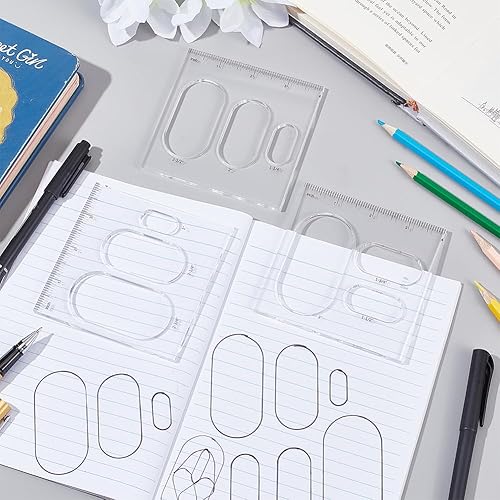 Miniatura 5 de PH PandaHall Plantillas ovaladas 9 en 3, plantillas de enrutador acrílico, plantilla de regla de dibujo, plantillas de plantilla de enrutador,