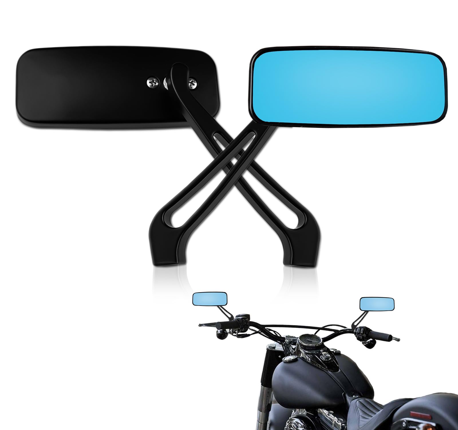 Riloer Motorcycle Fairing Mount Mirrors - Black, For 2014-2023 Harley Touring (Street Glide, Electra Glide)