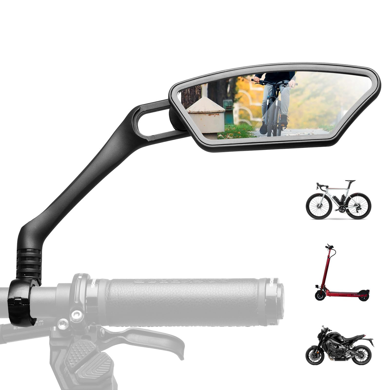 ROCKBROS Specchietto Retrovisore Bici, Specchietto per Bicicletta, Specchietti 360 °Regolabile, Specchio Ciclismo per Manubrio 21-26mm, Adatto per Bicicletta, MTB, Bici da Corsa