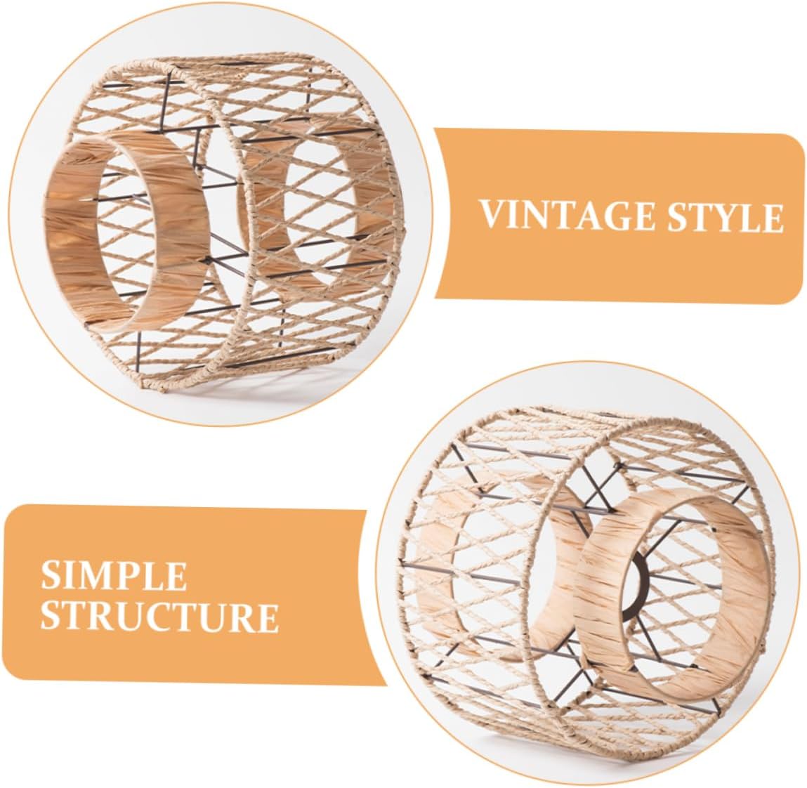 Farmhouse Bohemian Ceiling Light Cover Handwoven Paper Rope Lampshade Replacement for Pendant Lighting Vintage Woven Design Smooth Texture for Bedroom Living Restaurant and Office