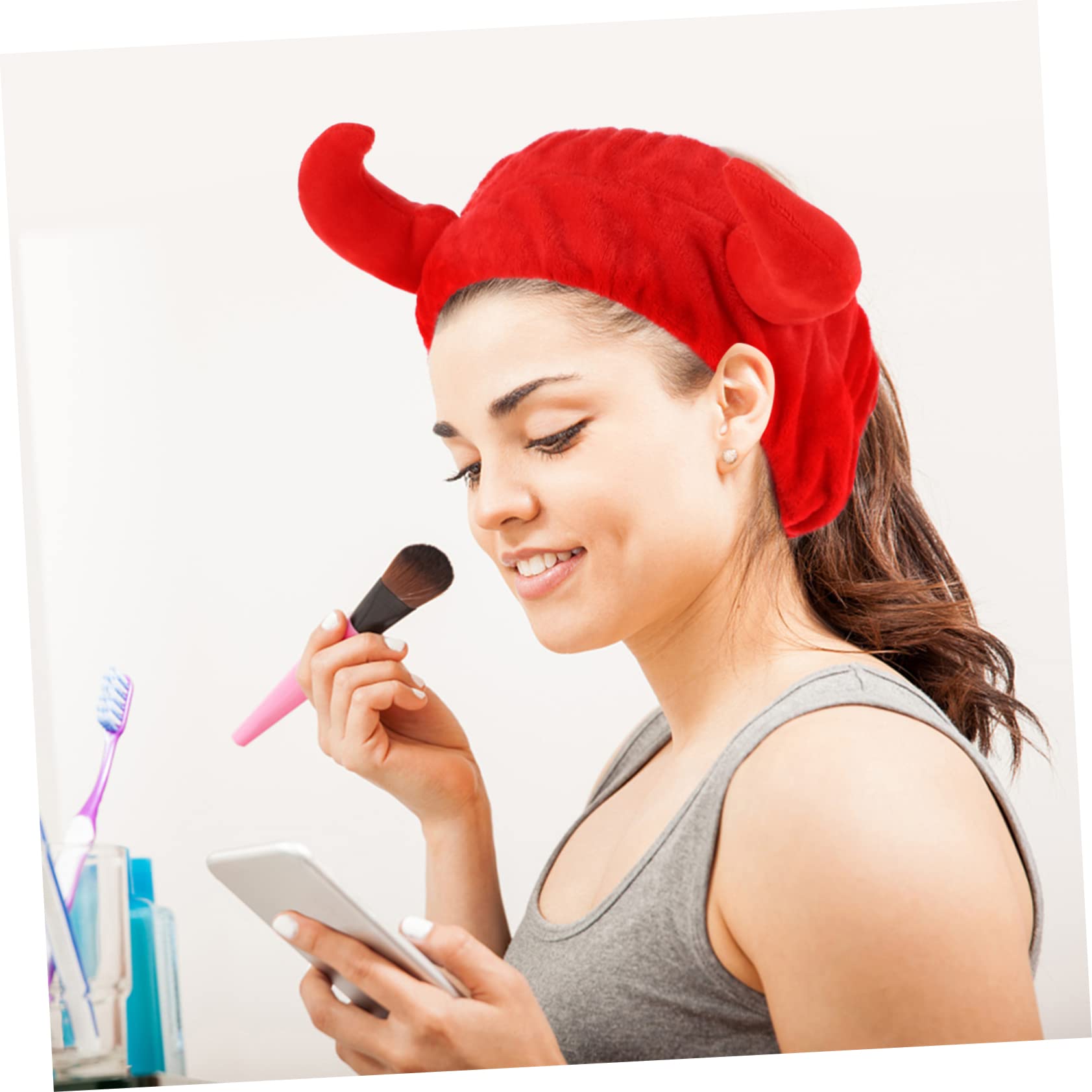 2pezzi Fascia Per Da Donna in Peluche Di Corno Per Trattamenti Viso Spa Trucco e Cura Della Confortevole e Resistente All Usura