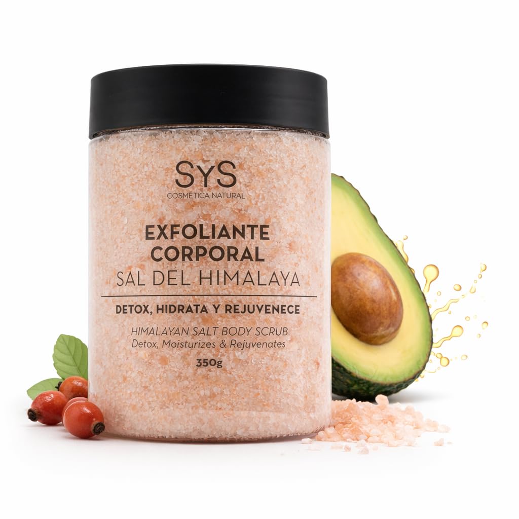 SYS Exfoliante Corporal Natural Sal Rosa del Himalaya 350 g Aceites de Rosa Mosqueta y Aguacate Vegano