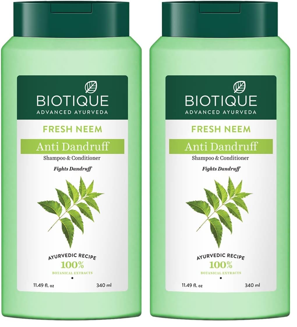 Biotique Fresh Neem Anti Dandruff Shampoo and Conditioner | Controls Dandruff | Eliminates Dryness, Flaking, and Itching | Hair Looks Fresh and Lustrous |Suitable for All Skin Types | 340ml-image-33