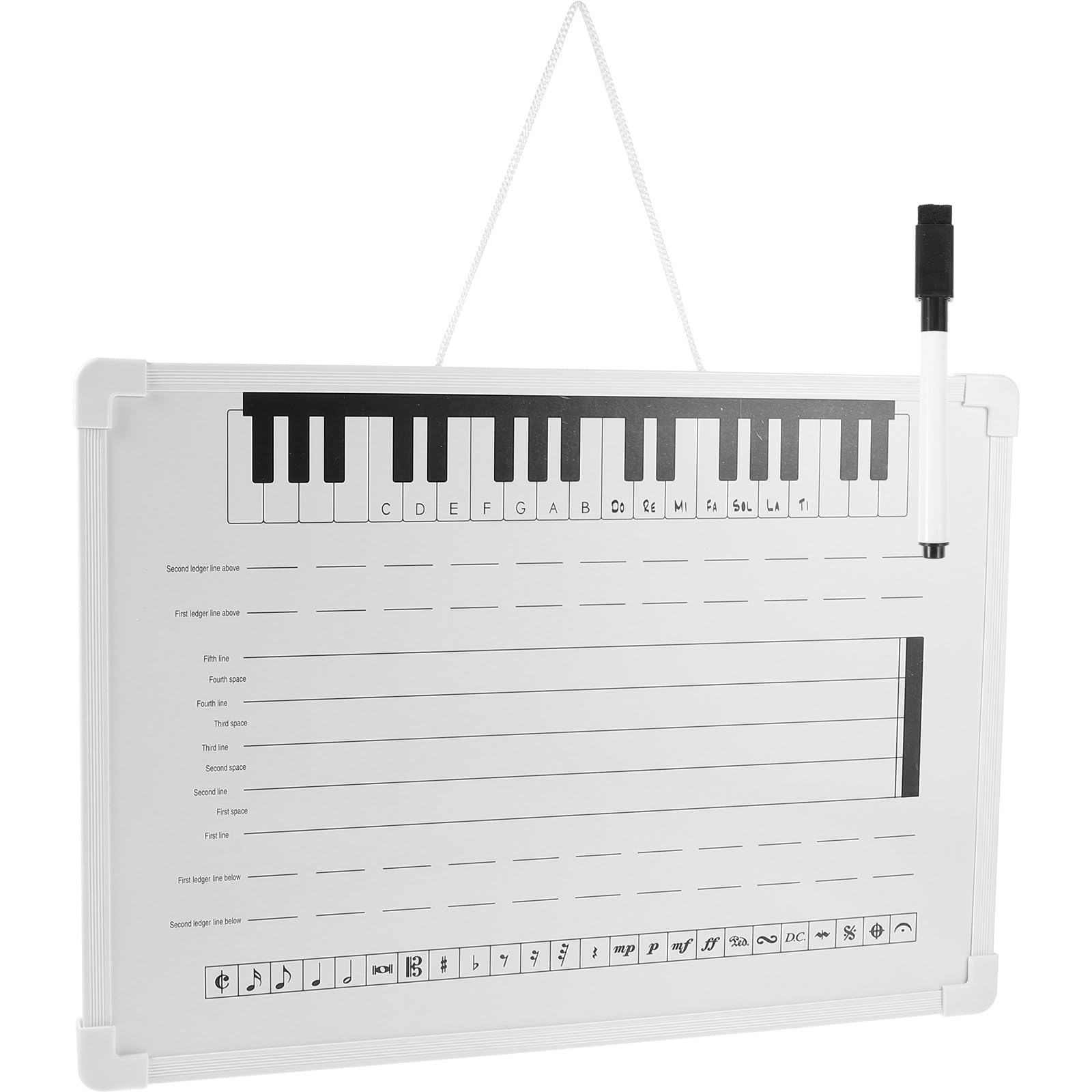 Notenlinien Whiteboard mit Abwischbaren Notenaufklebern Wiederbeschreibbare Musiklehrtafel Leichtes Whiteboard für Schule und Zuhause Wandtafel mit Aufhängevorrichtung
