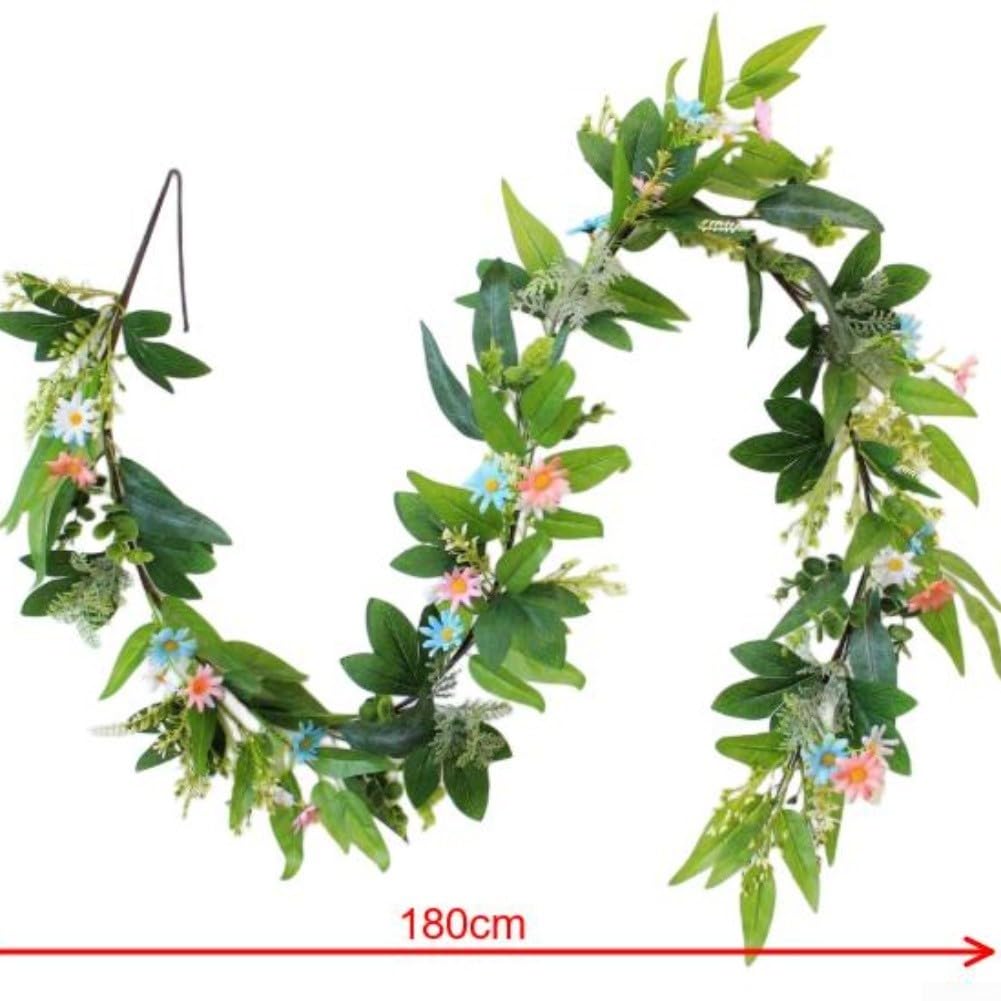 HpLive 180 cm, in rattan sintetico, foglie verdi, lilla, piante acquatiche, ghirlanda, decorazione paesaggistica, fiori artificiali per giardini e interni