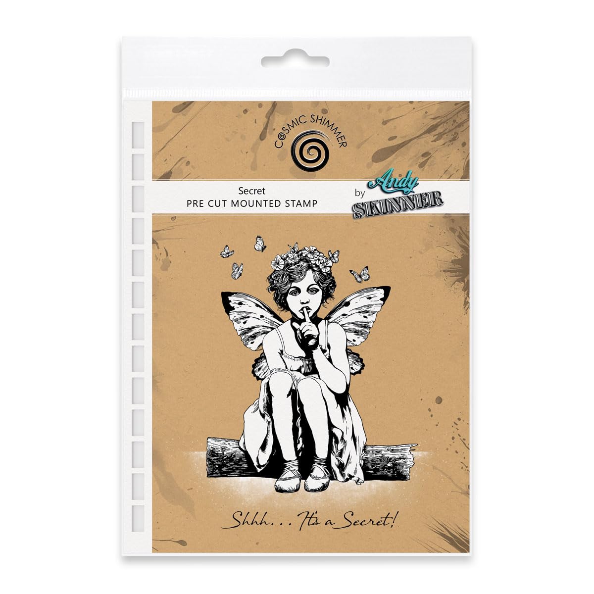 Cosmic Shimmer Red Secret Pre Cut Rubber Stamp Set By Andy Skinner & Katy Sue. Creates Image 102X88mm, Words: 90X11mm For Stamping In Mixed Media, Art Journaling & Card Making