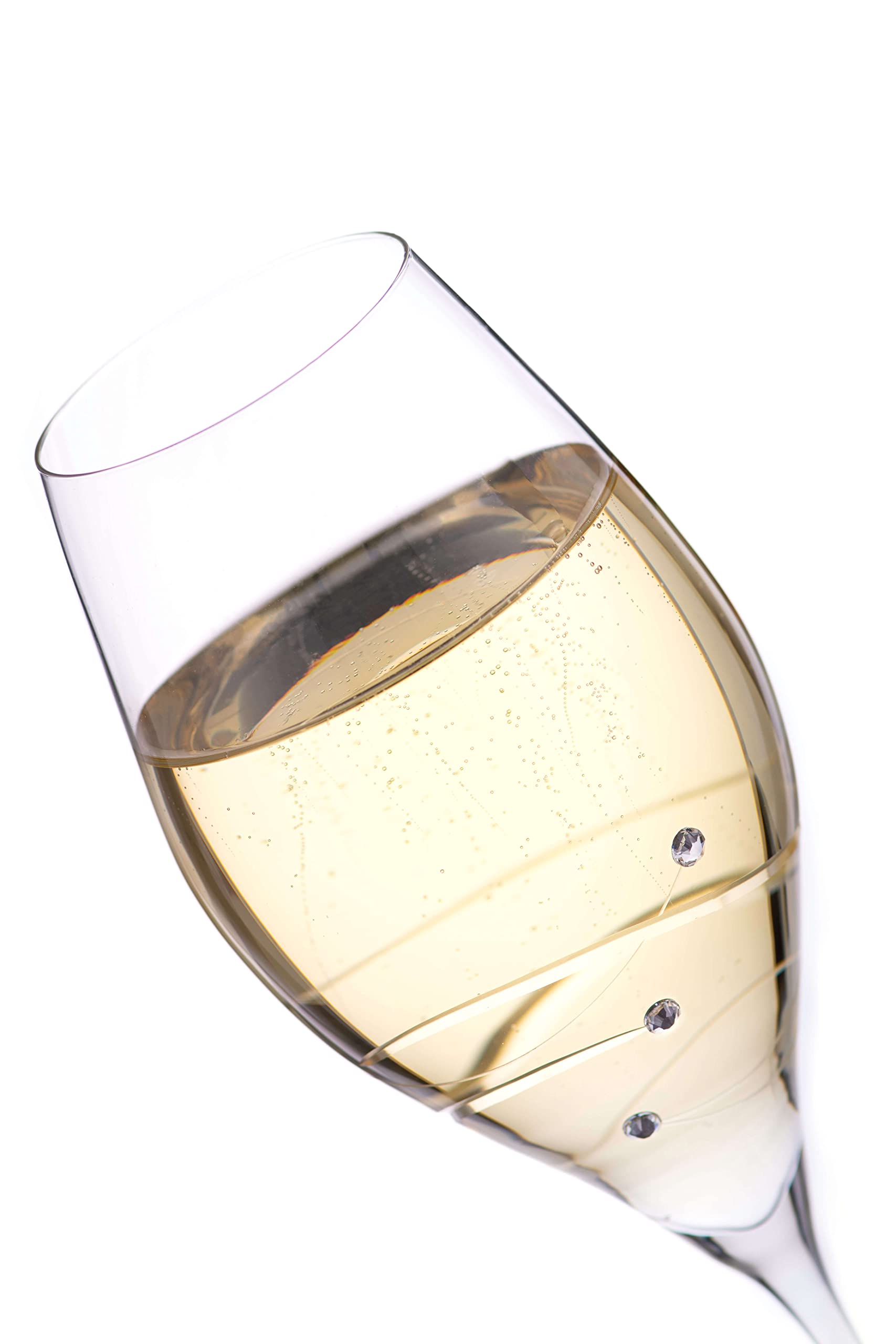 DIAMANTE Swarovski Prosecco Glasses Pair - 'Spiral' Design with Swarovski Crystals - Gift Box Set of 2, Transparent, 320ml - Image 3