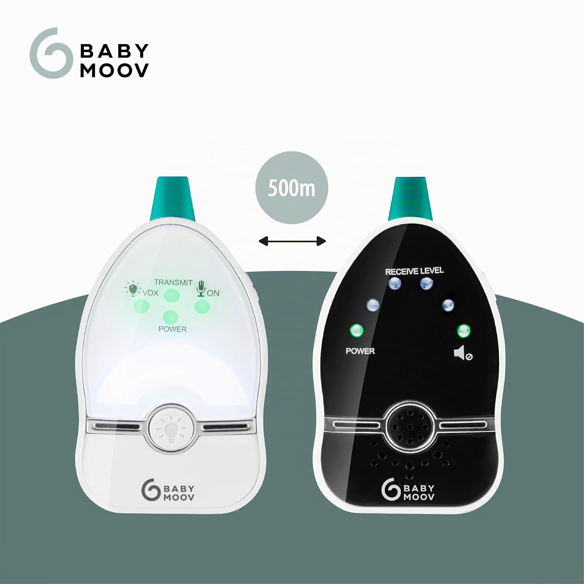 Babymoov Babyphone Easy Care - Digital Green Technology, niedrige Strahlung, 500m Reichweite