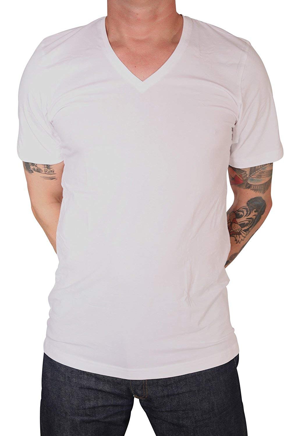 Marvelis Herren T-Shirt Rundhals, Body-Fit, Jersey, Weiß, Größe S