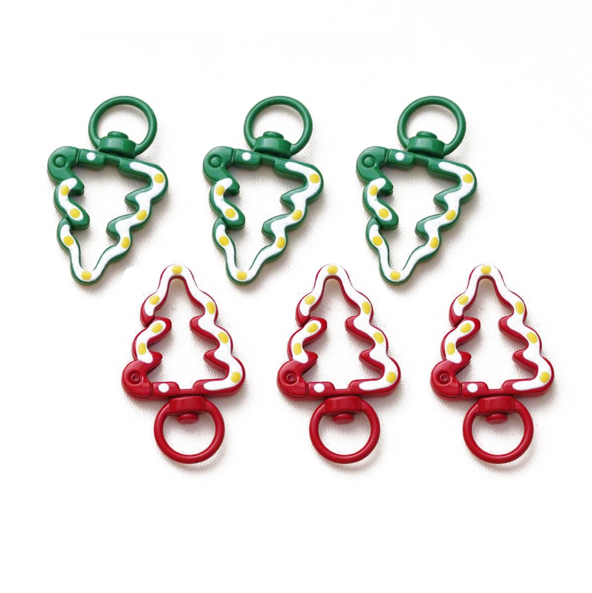 6Pcs Swivel Clasps Snap Hook, Christmas Tree Shape Colorful Lobster Claw Clasp for Keychains, DIY Crafting(Red Green) (Christmas Tree)