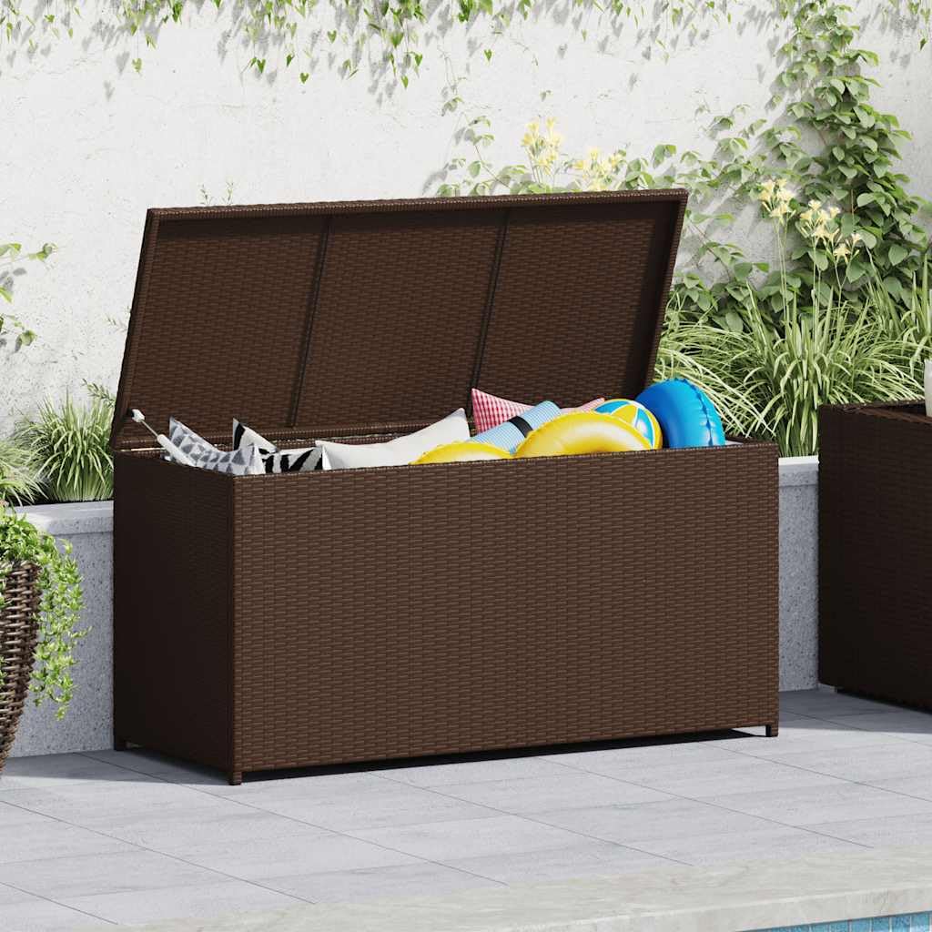 vidaXL Cassapanca Polyrattan Marrone Baule Panca Stoccaggio Giardino Esterni