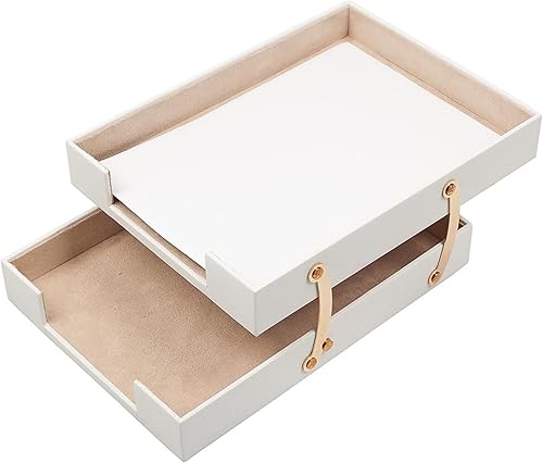 Miniatura 4 de MOOG - Juego de escritorio de cuero blanco, almohadilla de escritorio, soporte para papel de notas, soporte para bolígrafos, posavasos de cuero,