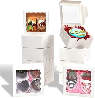 40 Pack Bakery Boxes 4x4x2 Inches Cookies Boxes Mini Bundt Cake Boxes Pie Boxes Cinnamon Roll Treat Boxes Chocolate Truffle Boxes Party Wedding Favor