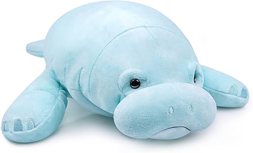 Frankiezhou Home Peluche de manatí grande  Animal de peluche de manatí realista azul de 16 pulgadas, suave y realista simulación de animales de