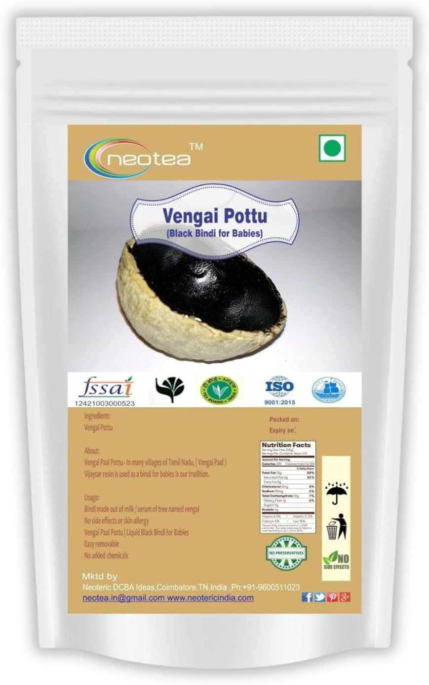Neotea Vengai Pottu | Black Bindi for Babies - 4 Piece