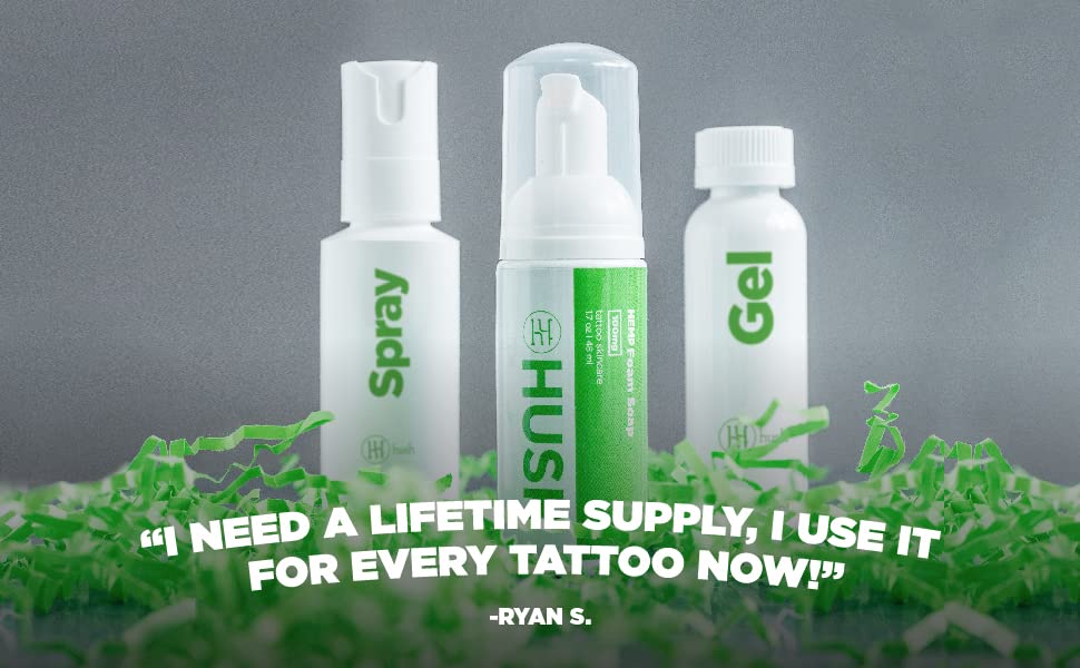 Miniatura 2 de Hush Anesthetic Session Bundle with Gel 4oz. 4oz gel, 4oz spray, espuma jabón tatuaje post-cuidado conjunto paquete para la curación del tatuaje