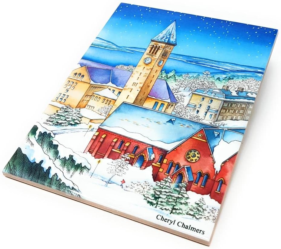 Ceramic Decorative Tile of Cornell University - McGraw Tower Ithaca Gift Snow Scene Trivet Wall Art Finger Lakes