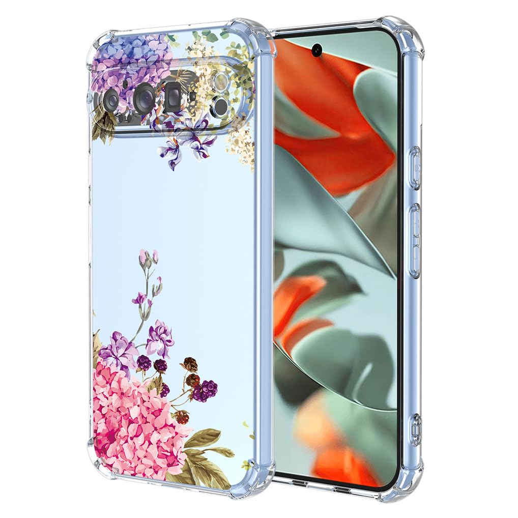 Handyhülle Für Google Pixel 9 / 9 Pro – Bunt Blumig, Transparent & Stoßfest – Mit Katzen-Design