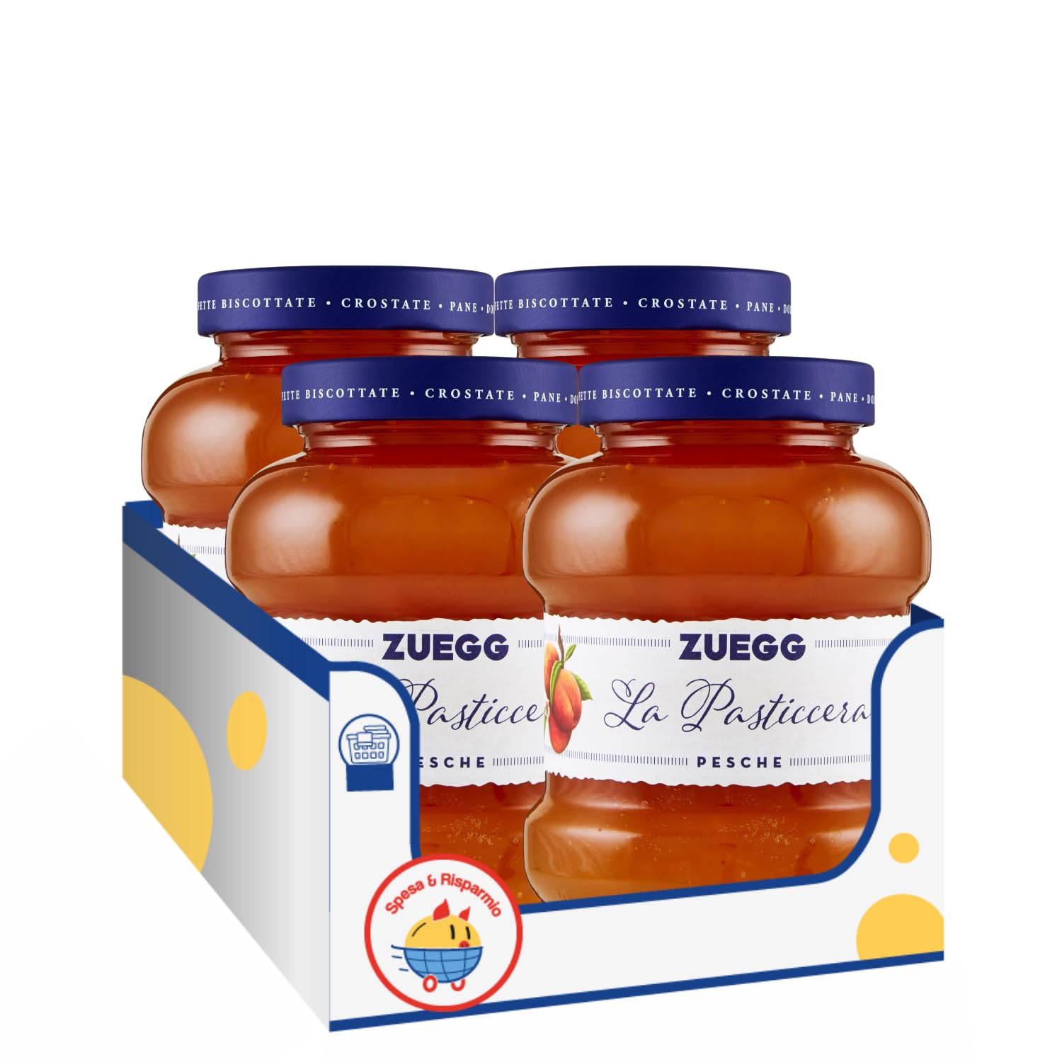 Confettura di Pesche Vellutata – 700 g – Marmellata Dolce Spalmabile per Colazione e Dolci – Variazioni 4/8/12 Pezzi (8 PEZZI)