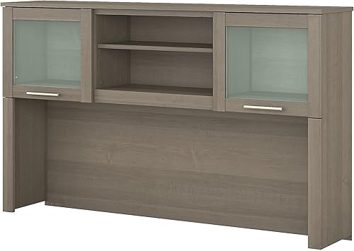 Bush Furniture Somerset - Soporte de escritorio de 60 W en gris ceniza, accesorio con estantes y armarios para oficina en casa