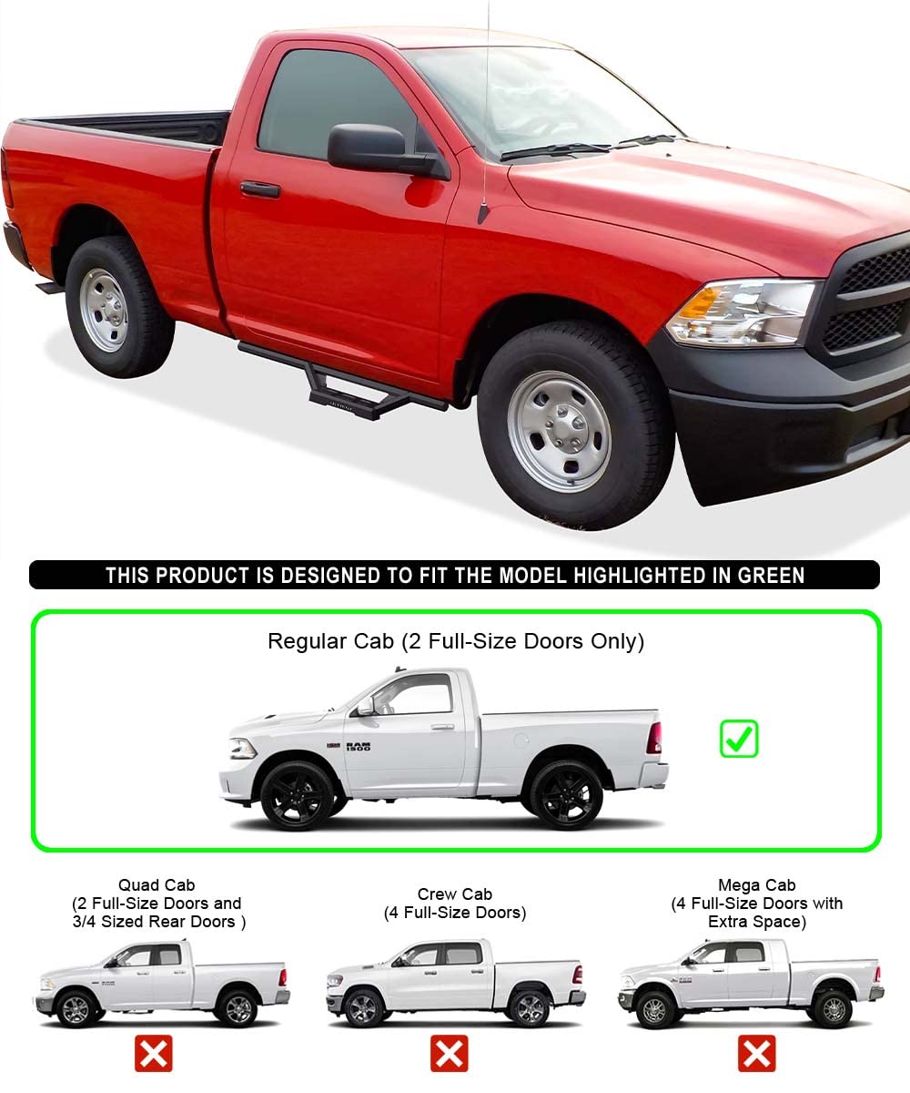 APS Drop Steps Running Boards Compatible with Ram 1500 2009-2018 Standard Cab (Incl. 19-24 1500 Classic Body Style) & 2500/3500 2010-2024 | 304 Stainless Steel Side Steps | 5-Year Warranty