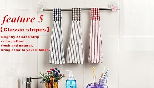 Miniatura 6 de 2 toallas de algodón de cocina clásicatoalla absorbentetoallas colgantestoalla de mano, rayas rojas