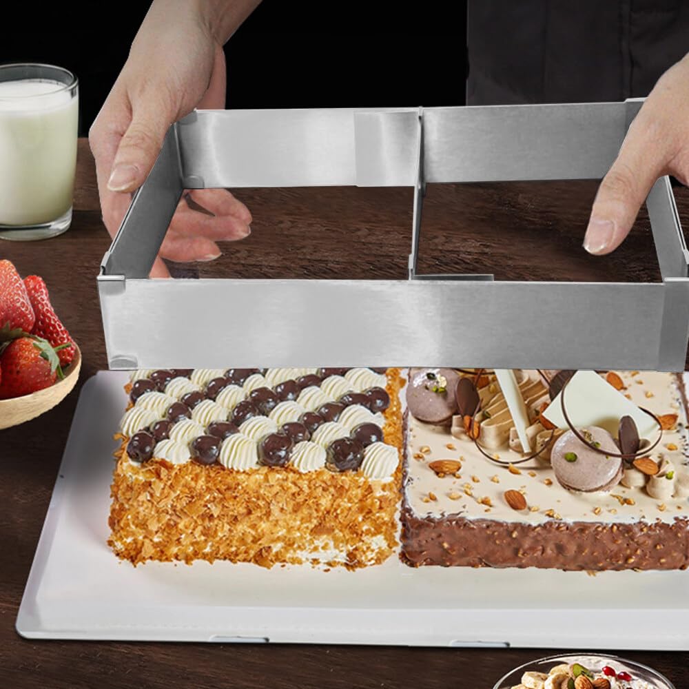 Telaio Per Torte Regolabile - In Acciaio Inox, 18-27x34-52cm, Con Divisore E Spatole, Per Cottura