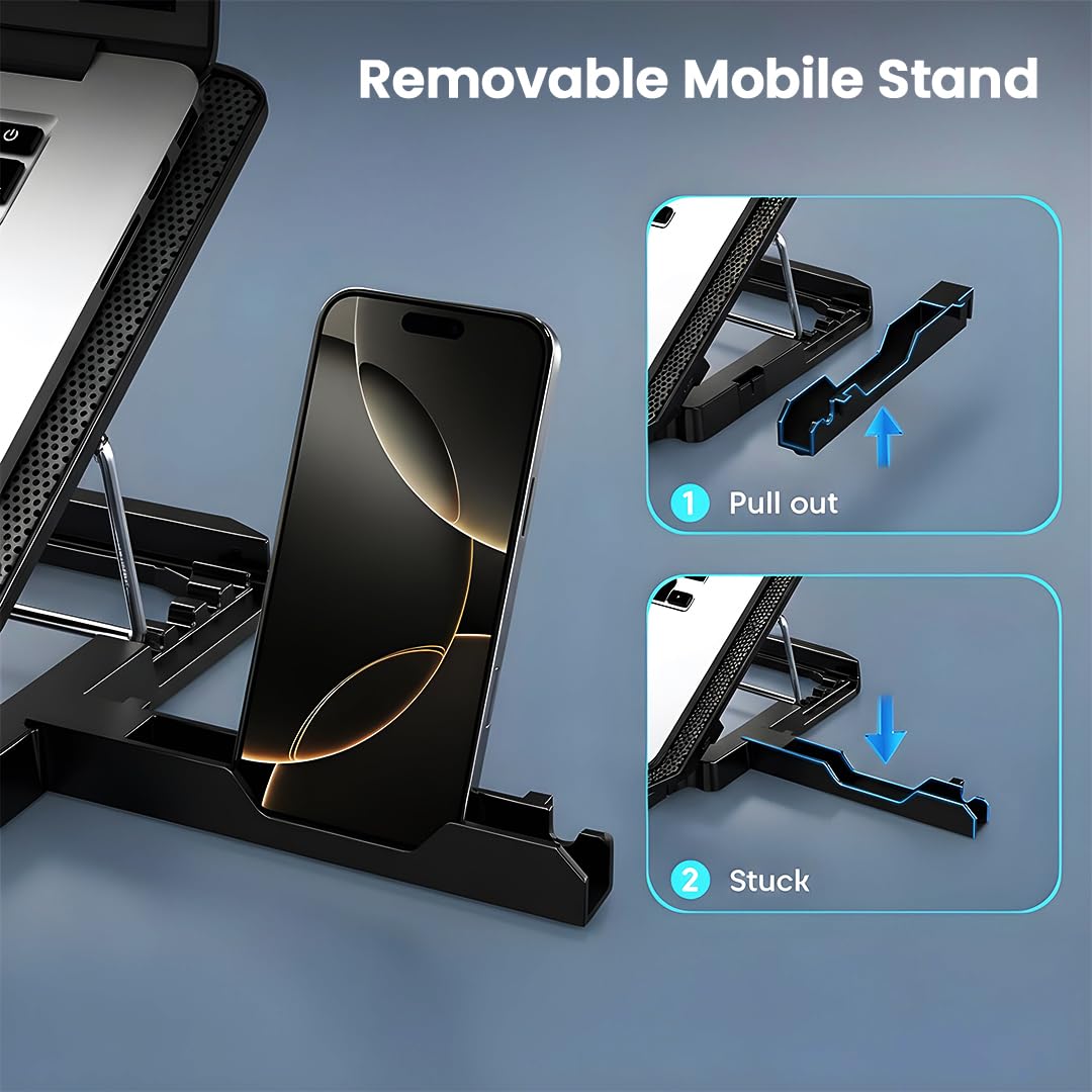 Lapcare Chillmate Powerful Laptop Cooler Pad with Dual 125mm Fans, Silent Operation, Adjustable Fan Speed, Controls, USB, 5 Step Retractable Stand and Mobile Holder 11 61Ejz3ZiXKL. SL1080