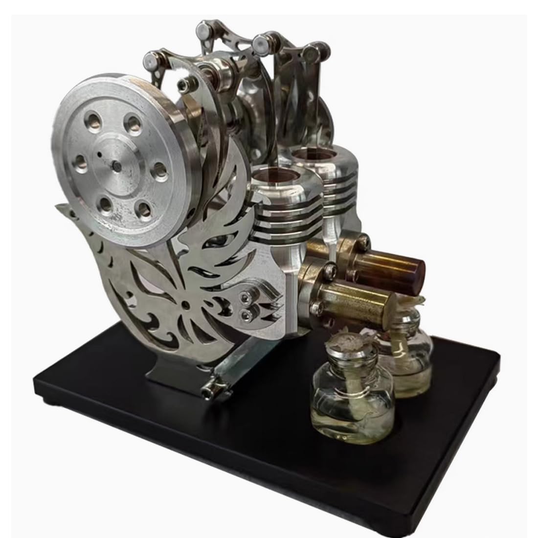 Stirling silnik do montażu, dwucylindrowy, dwucylindrowy, gorący powietrze, model silnika spalinowego, silnik spalinowy, zestaw do silników Sterling Engine