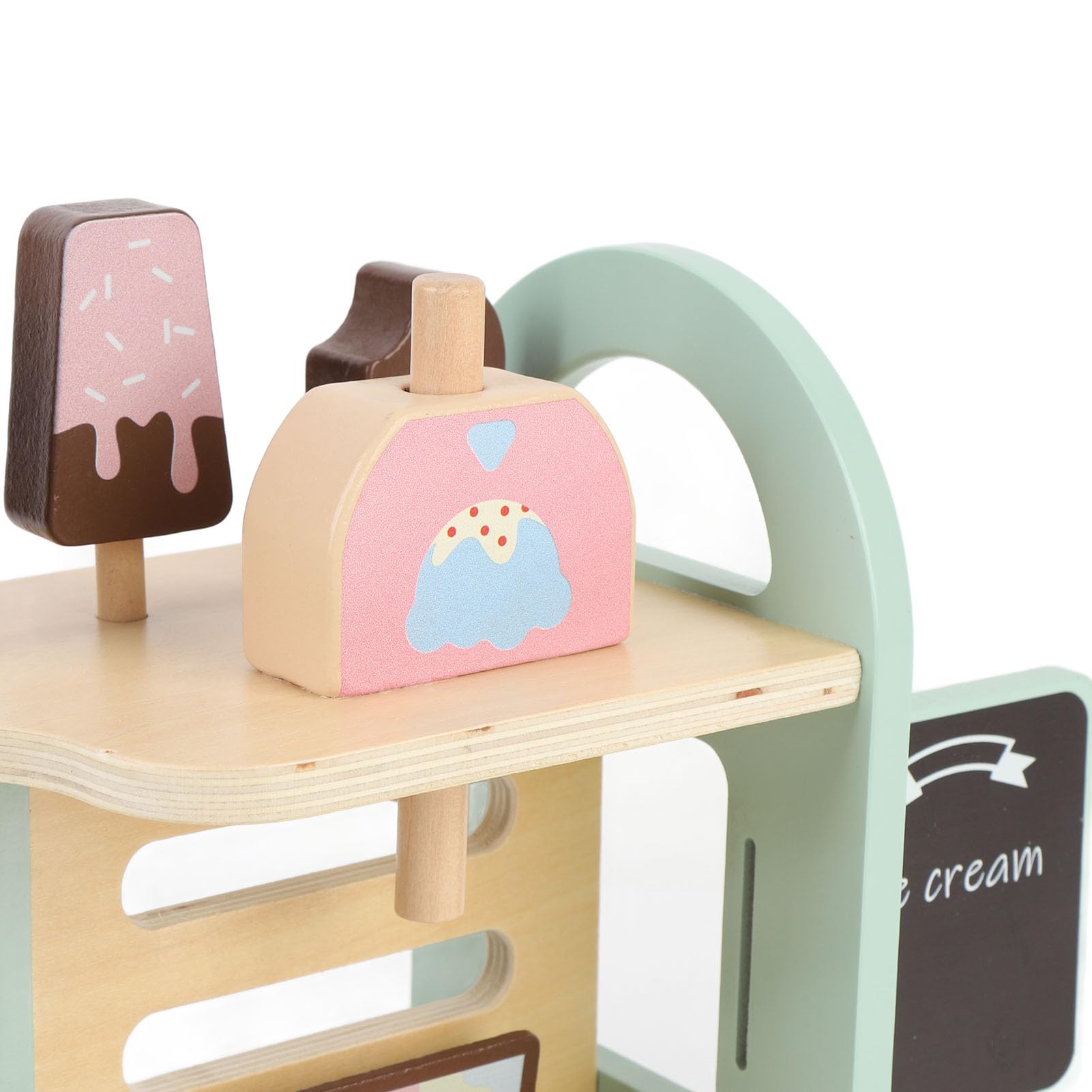Generic Juguetes de Helado de Madera Realistas, Accesorios para Alimentos, Juego Educativo de Heladería, Juego Interactivo de Heladería para Niños