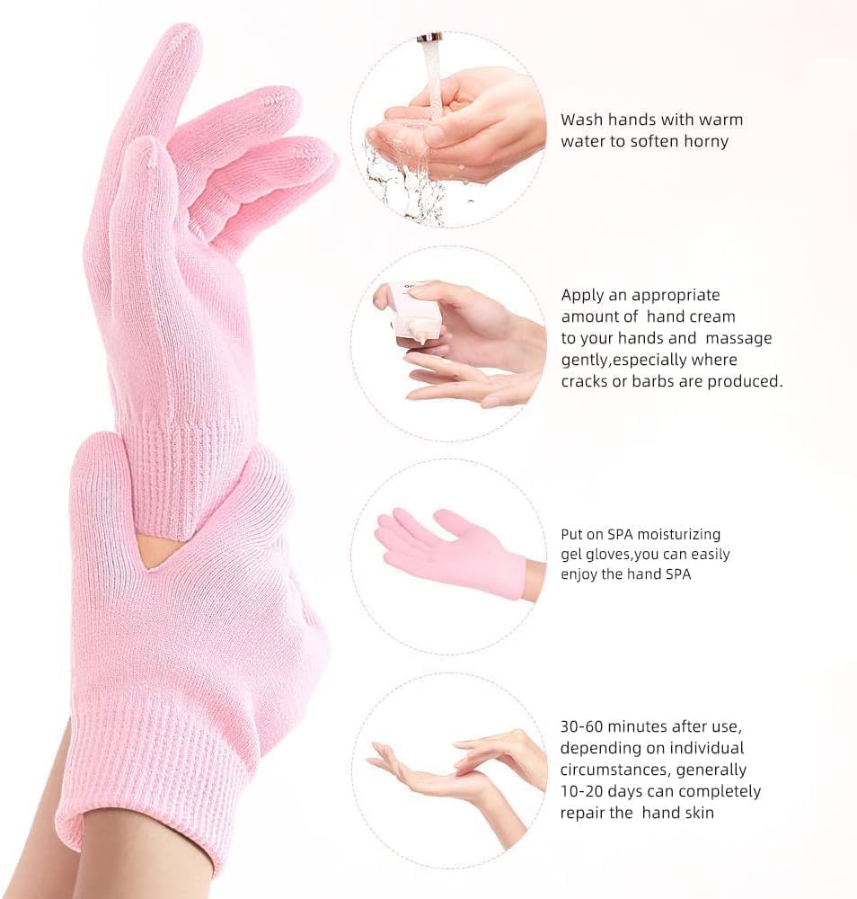 Aldea Moisturizing Gloves for Women & Men β Silicone Spa Gel Hands, Soft Exfoliating & Hydrating Gloves for Cracked Hands, Cuticles, Rough & Dry Skin, Repairing Dead Skin (Multi-Color) 4
