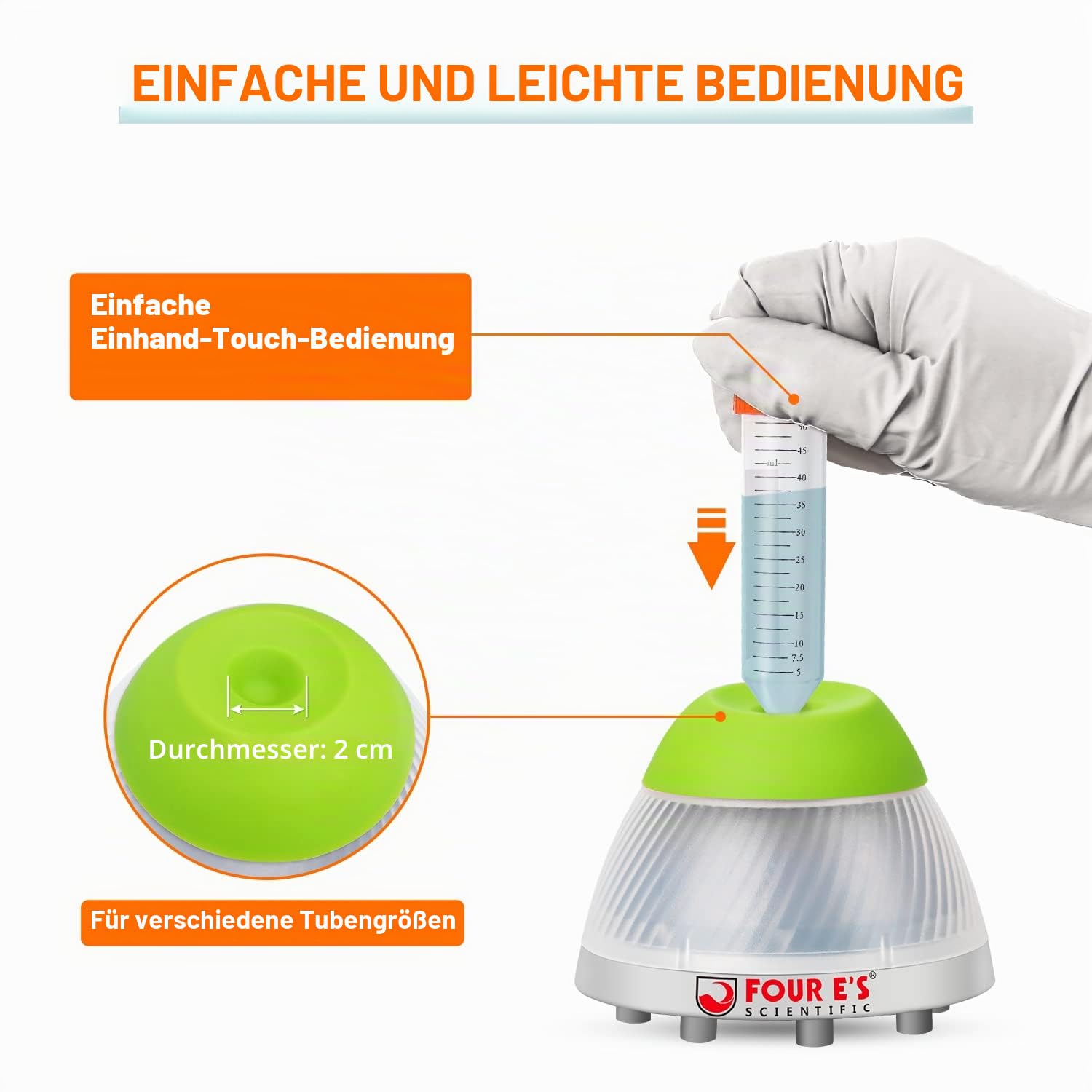 FOUR E'S SCIENTIFIC Vortex Mixer mit 100-pcs Stahlkugel, schnelles Mischen Touch Mode, 5.5 mm Orbit und 5000 Drehzahl, Vortex Shaking Mixer für Acrylfarbe Nagellack Labor Reagenzglas