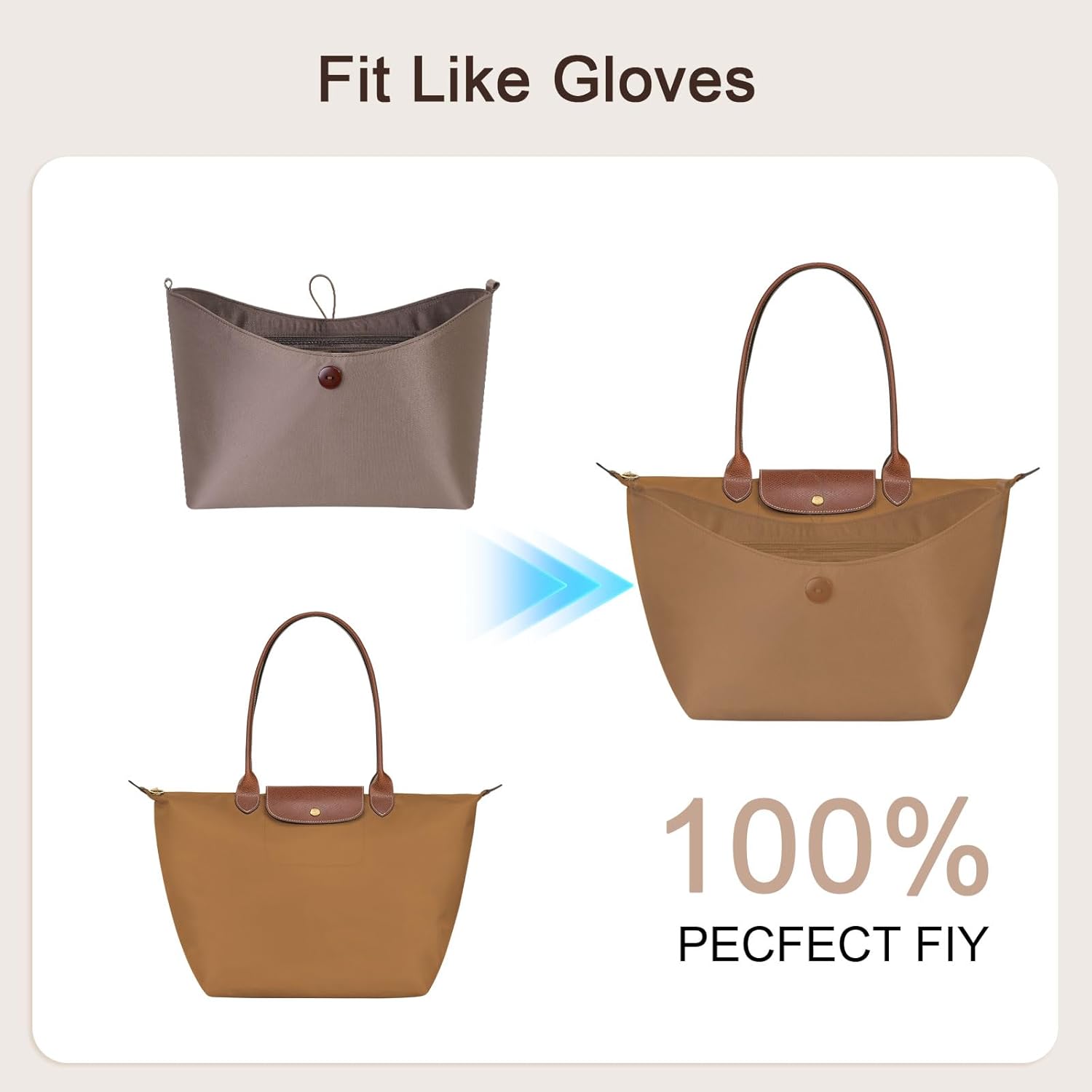 ZTUJO Purse Organizer Insert For Longchamp le pliage,Silky Touching LongChamp Organizer Insert, Compatible with Le Pliage,Energy,Shoulder Bag,Top Handle, Xtra (Lighting Coffee, Medium) - Image 5