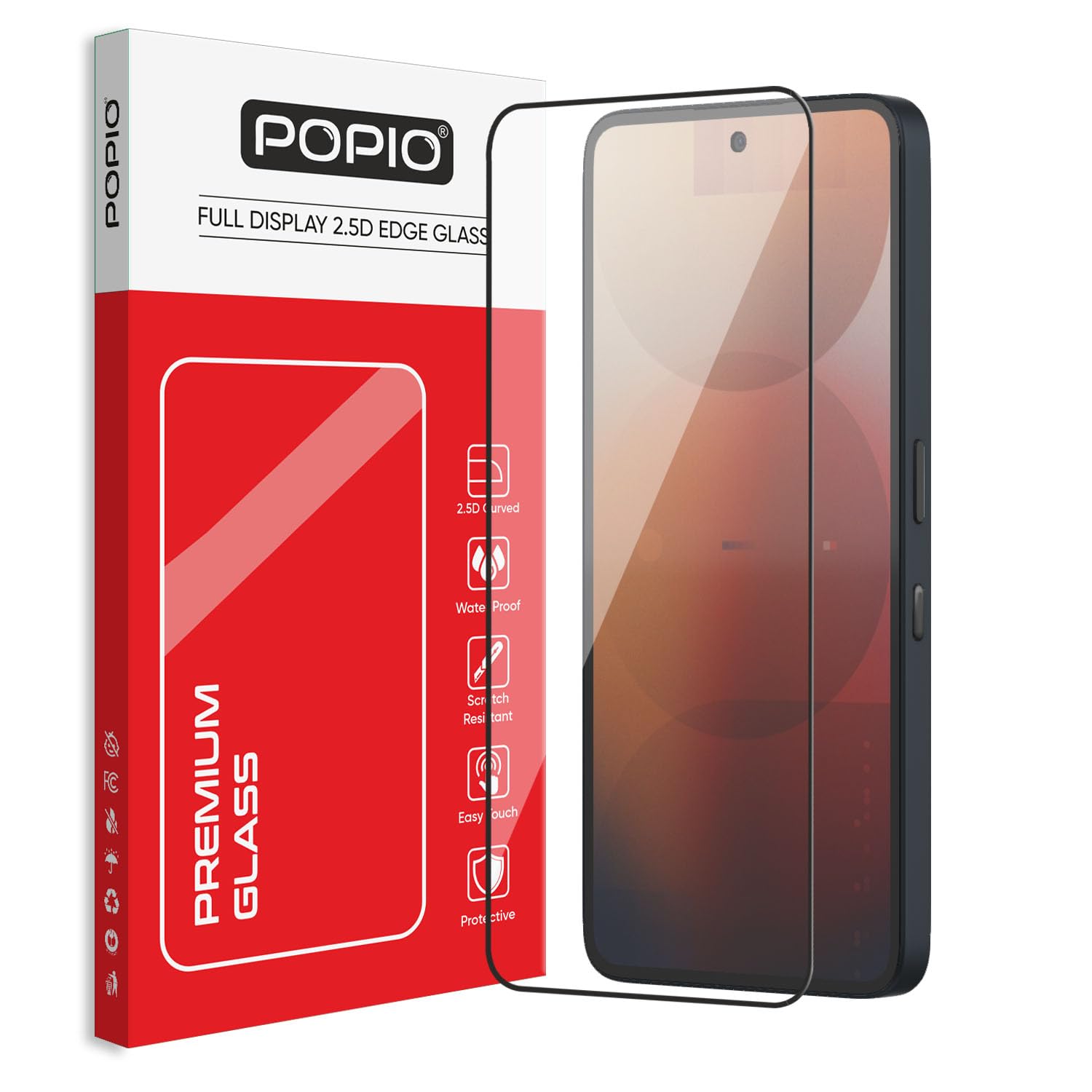 POPIO Military-Grade Gorilla Tempered Glass Compatible For Nothing Phone 3A / Nothing Phone 3A Pro (Black) Edge To Edge Coverage With Easy Installation Kit