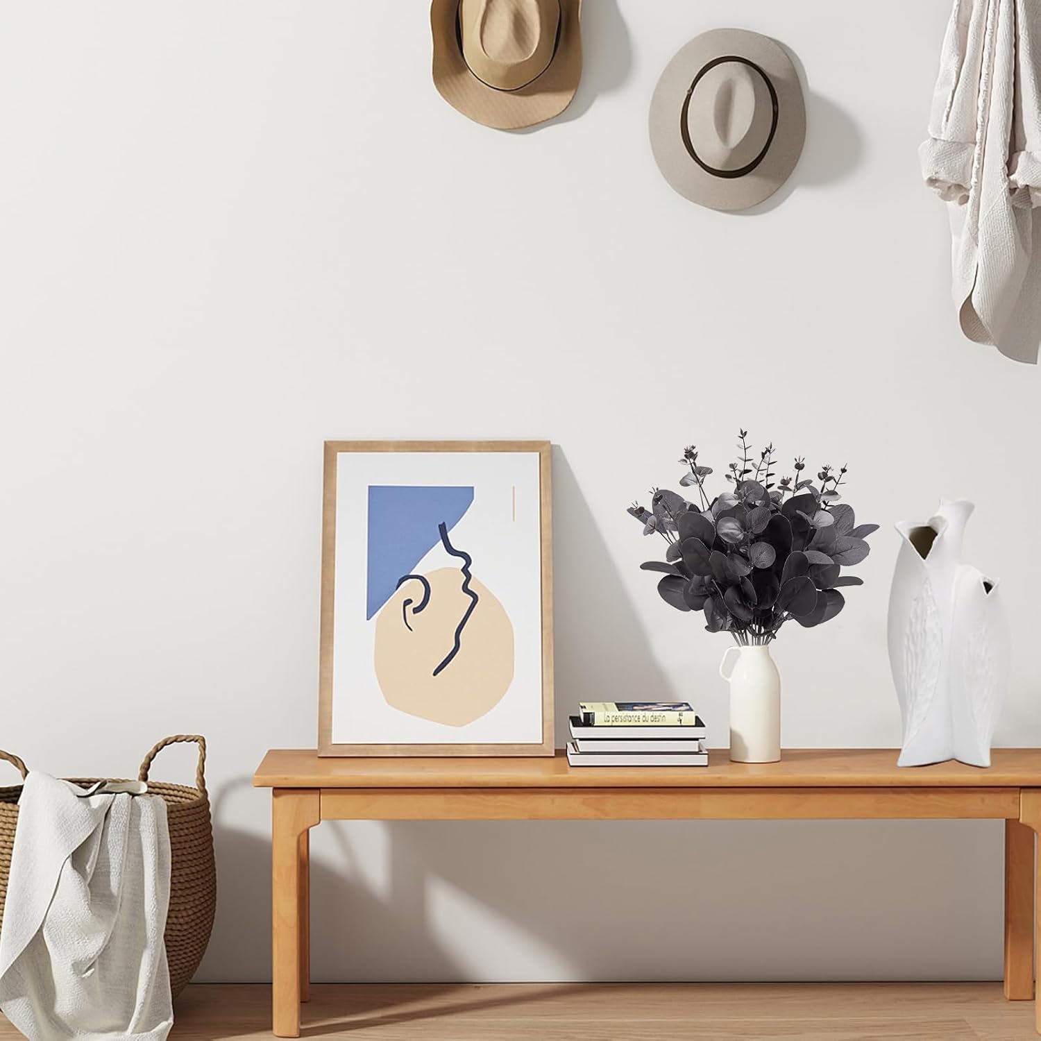 120 Pcs 3 Kinds Mixed Artificial Eucalyptus Stems Faux Eucalyptus Leaves Branches Black Flower for Halloween DIY Bouquets Floral Arrangement Wedding Home Decor