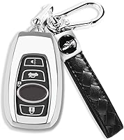 Vista 11 de QBUC Funda para llavero Subaru con llavero de cuero, apta para Forester Crosstrek Outback Ascent Impreza Legacy Subaru 4 botones (rosa)